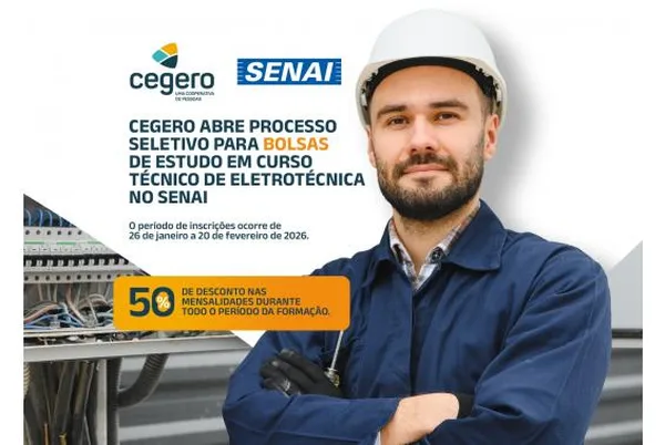 Cegero abre processo seletivo para bolsas de estudo de 50% ao Curso Técnico em Eletrotécnica